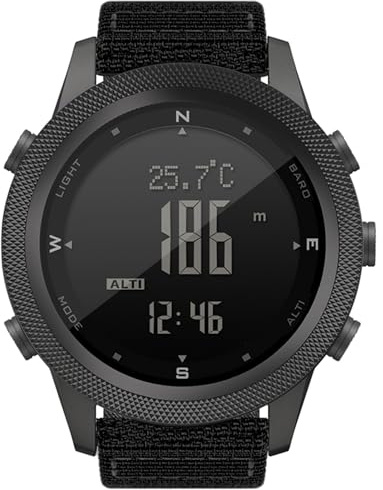 Fesjoy Orologio Digitale Multifunzionale da Uomo Altimetro Barometro Bussola Contapassi Cronometro 50 M Impermeabile per Uso Quotidiano e All'aperto Nylon