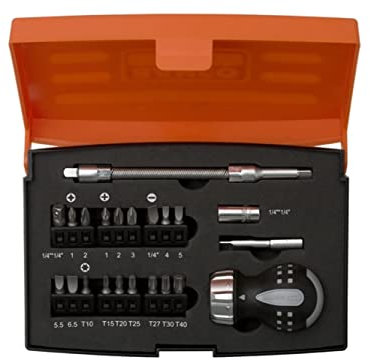Bahco 808050S-22 Stubby Ratchet Screwdriver Set, 22 Pieces
