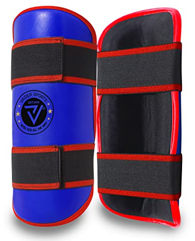 Blue shin pads semi contact kick boxing shin protector shin guards MMA UFC Kids kickboxing shin pads, Adult Martial Arts shin protectors (small kids 6-9yrs)