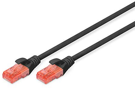 DIGITUS Cable LAN Cat 6 - 2m - Cable de red CCA con RJ45 - U/UTP sin apantallar - Compatible con Cat-6A y Cat-5e - Negro