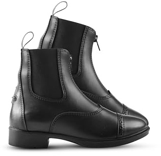 HORZE Wexford Kids Unisex Equestrian Synthetic Leather Zip-Up Schooling Paddock Boots - Black -2