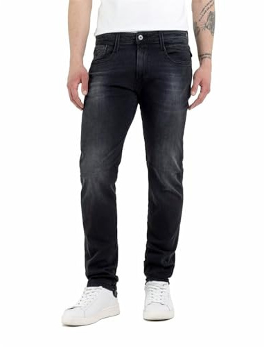 Replay Herren Jeans Anbass Slim-Fit mit Comfort Stretch, Dark Grey 097 (Grau), 30W / 32L