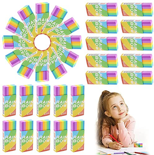 30 Stück Radiergummi, Radiergummis, Radiergummi Kinder, Radierer, Radiergummi Set, Groß Radiergummi, 2B Radiergummi, Weich Radierer, Eraser, Farbenfroh Radiergummi für Schule Skizzen Gemälden Künsten