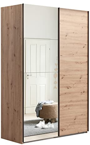 Composad | Armadio della Linea SYSTEMA, Armadio a 2 Ante Scorrevoli con Ante a Specchio, Camera da letto, (LxAxP) 150x223x67 cm, Colore Rovere Oak Mielato, Made in Italy
