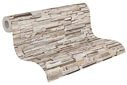 Livingwalls Travel Styles Papier peint non tissé Motif pierre naturelle Beige et marron