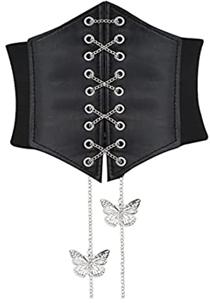 Cinturón de Corsé de Cintura Ancho para Mujer, Corsé de Piel con Encaje Elástico, Aplicable para Cinturas Anchas