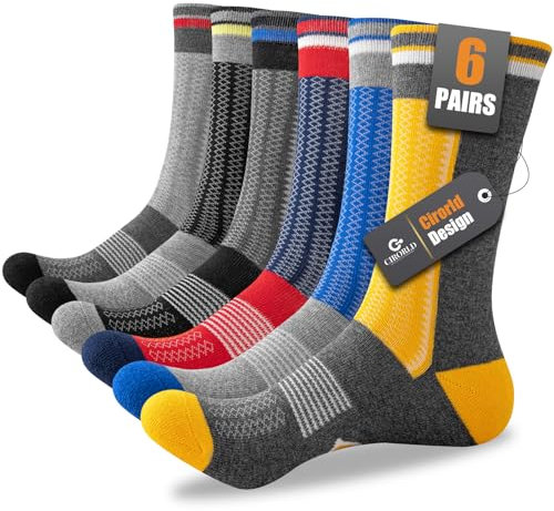 Cirorld Socken Herren 43-46 37-42, 6 Paar Arbeitssocken, Sportsocken, Wandersocken, Atmungsaktiv, Tennissocken mit VerstäRkte Sohle, SchweißAbsorbierend, Blasenschutz, Geeignet für Arbeit, Laufen