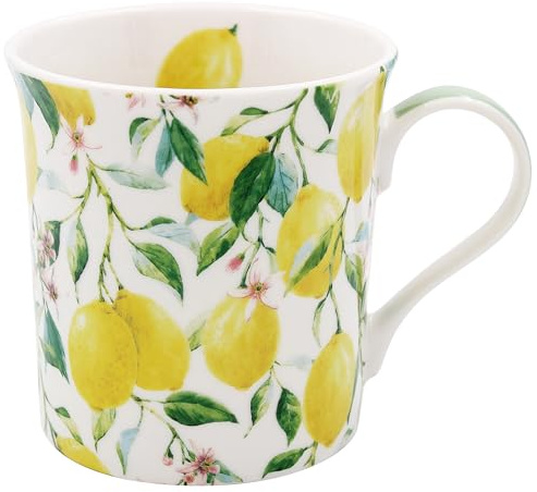 Mindre & Pavey Brittisk designad kaffemugg | Keramiska kaffemuggar för hem eller arbete | stora muggar för varma drycker | Te- och kaffekoppar (Lemon Grove Mug)