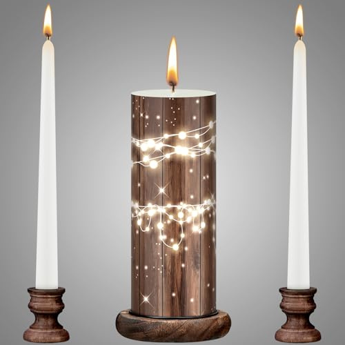 Irenare Unity - Velas con portavelas para Ceremonia de Boda, Eventos Formales, decoración de Iglesia (Madera, sin Perfume)