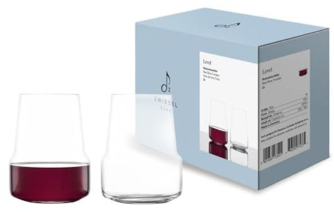 Zwiesel Glas Rotwein Tumbler Level (2er Set), Weingläser ohne Stiel für Wein, Iced Matcha Latte und Shakes, spülmaschinenfeste Tritan-Kristallgläser, Made in Germany (Art.-Nr. 123912)