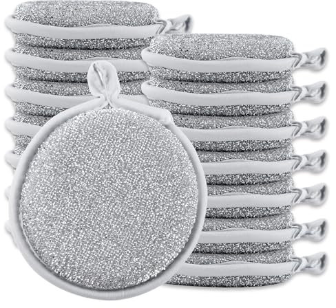 ROSYLEVE Spülschwamm Topfreiniger 10 Stück 3 cm Extra Dicken Waschbar zum wiederverwenden Langlebigen Topfreiniger Küchenschwamm mit Mikrofaser Für Gründliche Reinigung bei Hartnäckigem Schmutz