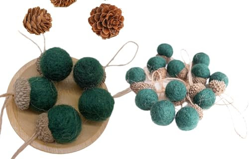 12 Stück Eicheln Anhänger im Scandi-Stil aus Filz, Handmade Herbstdeko Eicheln Filzanhänger Weihnachten Miniatur Weihnachtsdeko Weihnachtlicher Baumschmuck Winterdeko (02)