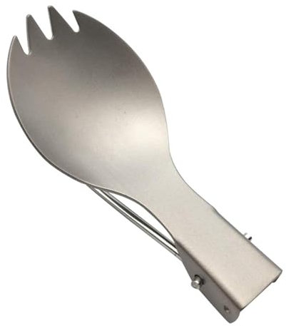 Vbnuyhim Faltbarer Göffel aus Titan, multifunktionales Geschirr aus reinem Titan, wiederverwendbar, langlebig, umweltfreundlich, für Wandern, Camping