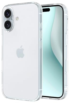 Captor Cover iPhone 16, Custodia Trasparente in Silicone Morbido, Protezione Fotocamera, Anti-Ingiallimento, Flessibile e Resistente per iPhone 16 Cover (Bordi Rialzati e Protezione Fotocamera)