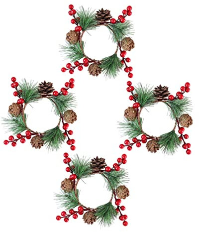 QUMIIRITY 4pièces Anneaux De Bougie De Noël avec Écrous De Pin Décoration De Noël pour Wreaths Et Ambiance Festive
