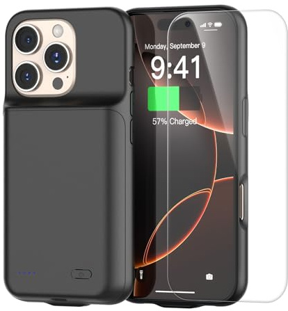 Funda de batería de viaje para iPhone 16Plus de 6.7 pulgadas, 2025 nueva actualización de 7000 mAh de duración de la batería extra de 15 W, carga rápida, externa, recargable, portátil, con película