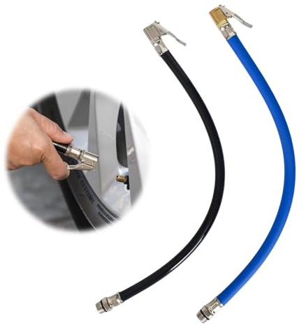 Marjoramy Tyre Inflator Hose Adapter, 2Pcs Tyre Valve Connector,Inflator Pump Extension Hose Adapter, Inflator Pump Hose Adapter with Locking Air Tyre Tire,for Car Motorcycle Bicycle