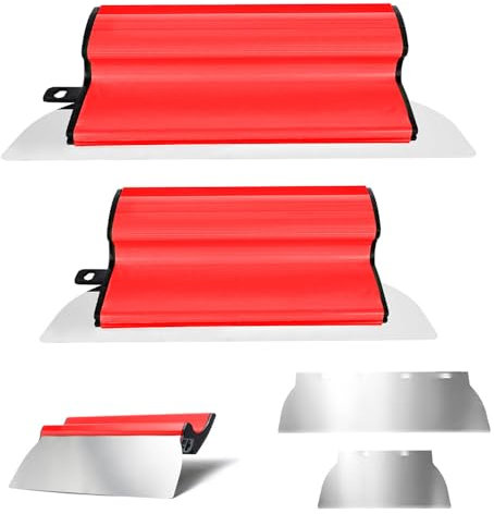 2 Stück Flächenspachtel Set, 25cm 40cm Spachtel Set, Glättspachtel, Edelstahl Spatel Werkzeug mit Ergonomischem Z-Griff, Trockenbau Spachtel für große Arbeitsbereich Wand Dekoration Bau