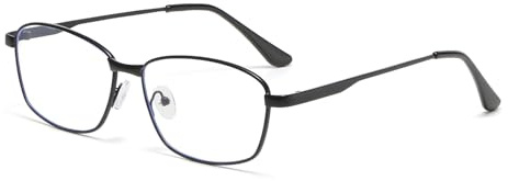 LJCZKA Rectangle Blue Light Blocking Glasses for Men Women Square Metal Frame Computer Gaming Anti Eyestrain Eyeglasses Anti Glare Eyewear (Black, 0.0, x)