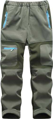 Mnking Pantalon Ski Randonnée Enfant Imperméable Doublé Polaire | Pantalon de Montagne Hiver Chaud Softshell Thermique Outdoor Garçons Filles