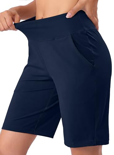 Aseniza Short Sport Femme Short Jogging Détente Short de Course à Pied avec Poches Bermuda Baggy Grande Taille Casual Lounge Mode Plage Entraînement Randonnée Gym Bleu Marine M