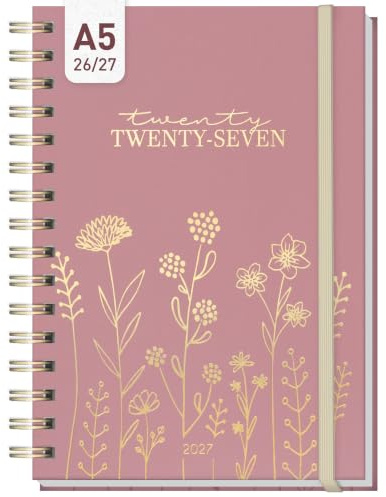 Häfft® Spiralbunden almanacka 2026–2027, A5-format ”Color Love” | 17-månaders spiralbunden almanacka, på engelska (+ IT/FR/ES), med veckoplanering från augusti 2026 till december 2027