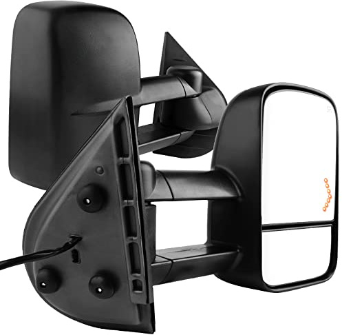 AUTOSAVER88 Tow Mirrors Compatible with 2007-2013 Chevy Silverado GMC Sierra, Power Heated Driver and Passenger Side Replacement Towing Mirror Set with Turn Signal and Dual Glass