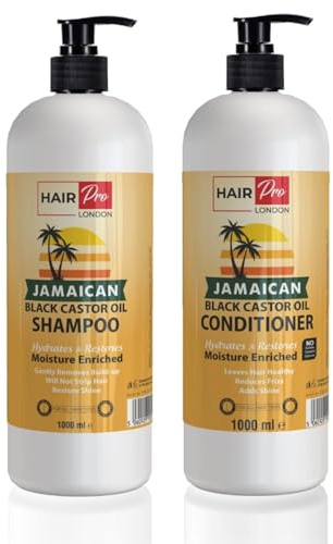 HAIRPRO LONDON JAMAICAN BLACK CASTOR OIL SHAMPOO 1000ML & CONDITIONER 1000ML COMBO PACK
