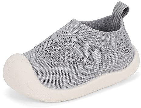 MK MATT KEELY Baby First Walking Shoes for Wide Feet Boys Girls Soft Mesh Breathable Sneakers for Toddler Infant Grey