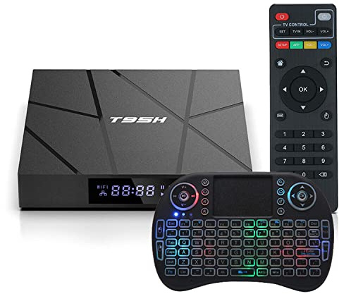 Android 10.0 TV Box,T95H Allwinner H616 Quad-Core 64bit ARM Corter-A53 CPU/2.4+5G Dubbel WiFi/BT 4.0/H.265/3D/6K med trådlöst minitangentbord,1gb+8gb