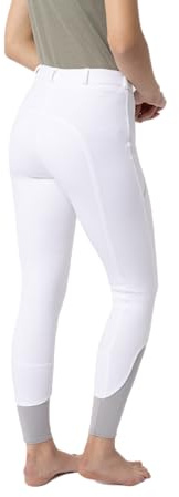 HORZE Felicia Pantaloni da equitazioneda Donna con Seduta Completa, Passanti per la Cintura e Tasca per Il Cellulare, Bianco, 44