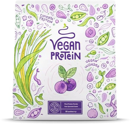 Proteína Vegana en Polvo | Sabor Arándano | 100% Proteina Vegana | 17g dosis Vegan Protein Powder de Guisante, Arroz y Girasol | Proteína Aislada para Masa Muscular | 600g | Alpha Foods
