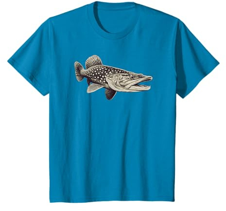 Dessin de brochet de pêche dans l'eau pour hommes femmes enfants T-Shirt