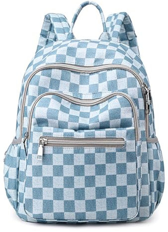 Chickwin Multifunction Baby Nappy Changing Backpack Large Capacity Diaper Bag with Bottle Insulated Bags, Machine Washable, Mom Dad Diaper Bag Tote Durable Travel Backpacks (Blue Plaid,33x27x15cm)