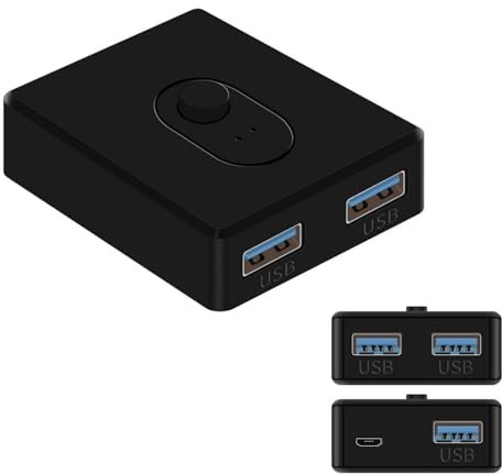 Switch USB 3.0 Bi-Direzionale, Commutatore 2 PC 2 in 1 Out (1 in 2 Out), KVM per PC, Stampante, Scanner, Tastiera - 2 Computer Condividono 1 Dispositivo