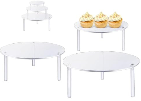 FmtwPhn Soporte para Tartas de acrílico Transparente, Soporte para Tartas para Cupcakes, 3 Unidades, Soporte para Cupcakes, Soporte para Tartas, Elevador de exhibición de postres para encimera