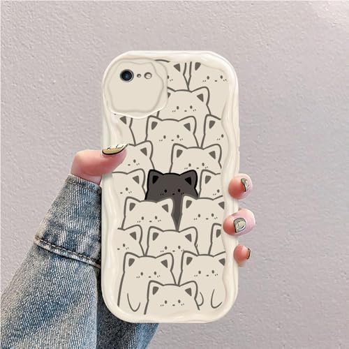 Katze Welle Silikon Weich Hülle Kompatibel mit iPhone 6 Plus/iPhone 6s Plus Weiß