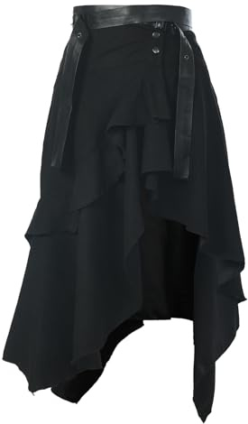BPURB Jupes Vintage pour Femmes, Style Gothique, Punk, irrégulier, à Volants, Taille Haute, Jupe trapèze avec Ceinture