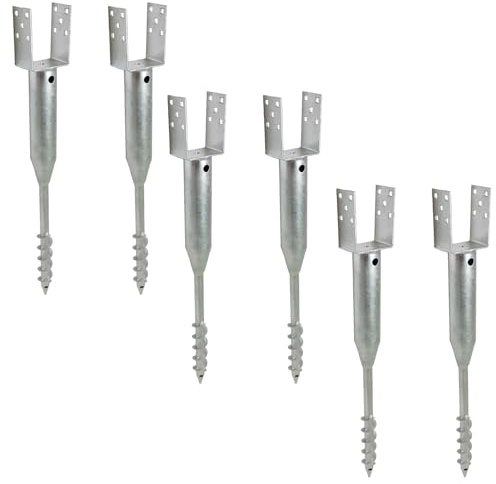 TRUTZHOLM 6x U-Profil Bodenhülse zum Einschrauben feuerverzinkt für Vierkanthölzer von 70 bis 100 mm Einschraubbodenhülse Pfostenträger Einschraubhülse Zaunbau (10x10 cm)