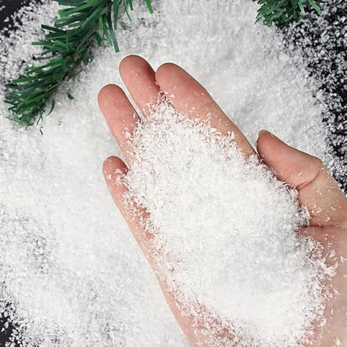 WeddHuis Neige Artificielle 60 g, Neige Décorative, Poudre de Neige, Fausse Neige, Flocons de Neige Secs pour Décoration de Noël et Fêtes (Blanc)