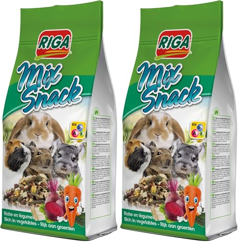 Riga - Mix Snack Aux Légumes - Aliment Complémentaire pour Rongeurs - Lapins, Cochons D’Inde, Octodons, Chinchillas - Riche en Fibres Et Vitamines - Récompense Naturelle Idéale - 85G (Lot de 2)