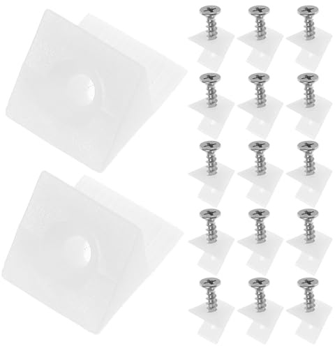 VILLCASE 50 Unidades Soportes Angulares de Plástico con Tornillos Autorroscantes para Muebles, Kit de Reparación Fácil Instalación para Cajones y Armarios en Proyectos de Bricolaje