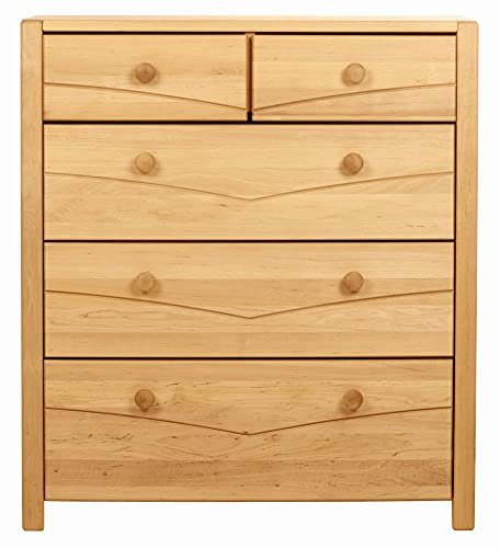 BioKinder Luca Kommode Schubladenschrank Sideboard mit 5 Schubladen aus zertifiziertem Massivholz | H 90 x B 80 x T 50 cm