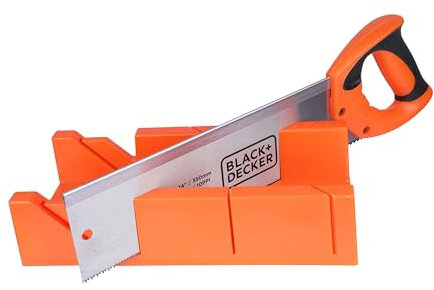 BLACK+DECKER BDHT20346 Steel Mitre Box with Saw For Professional & DIY Use-350mm, 6 Months Warranty (Orange)