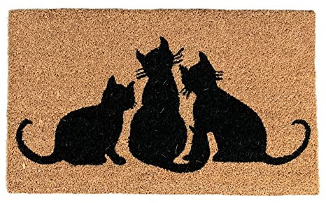 Selections Coir Indoor & Outdoor Doormat with Sitting Cats Design