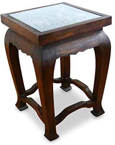 livasia Hoher, dunkelbrauner Opiumtisch, mit Elefantenschnitzerei, Nachttisch, Beistelltisch, Sofatisch