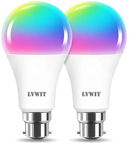 LVWIT 12W Smart Bulb B22, A70 Smart Life Bulb,100 Watt Equivalent,High 1521LM, Dimmed Smart Light Bulb B22,Compatible with Alexa,Echo,Tuya and Google, (Pack of 2)