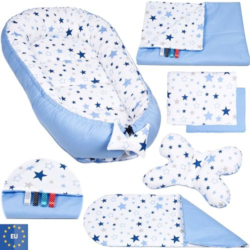 PaLulli Reductor Cuna Bebe - Set 5 Piezas Nido Bebe Recien Nacido Tela de algodón y vellón