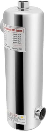 Échangeur de chaleur de piscine - 60 kW - En acier inoxydable - Pour système de piscine - Débit d'eau chaude de piscine - 250 l/min - Débit d'eau de piscine 30 l/min