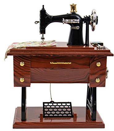 AUEAR, Vintage Mini Music Box Sewing Machine Figurine Birthday Gift Table Decor